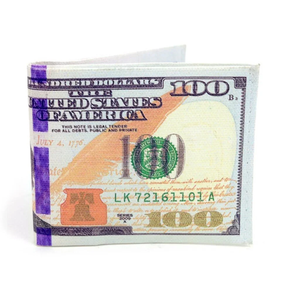 One Hundred Dollar Wallet/ $100 Bill Print/ Money Theme - Bi-Fold Style- NWT